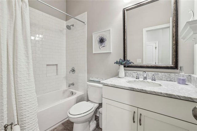 2585 Drew Valley Rd NE, Brookhaven, GA 30319 - full bathroom featuring toilet, shower / bathtub combination with curtain, and vanity