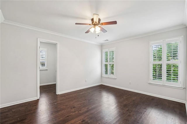 2585 Drew Valley Rd NE, Brookhaven, GA 30319 - empty room with wood finished floors, baseboards, ceiling fan, and ornamental molding