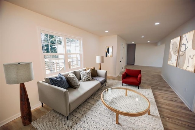 living room featuring light hardwood / wood-style floors