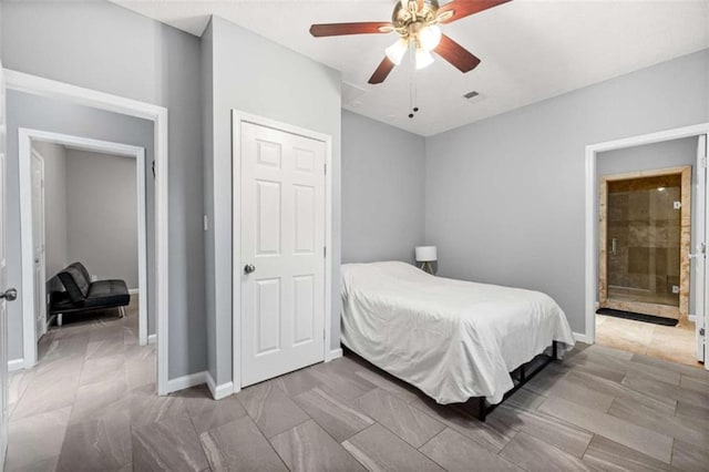 650 Ira St SW, Atlanta, GA 30312 - bedroom featuring baseboards, a ceiling fan, and visible vents