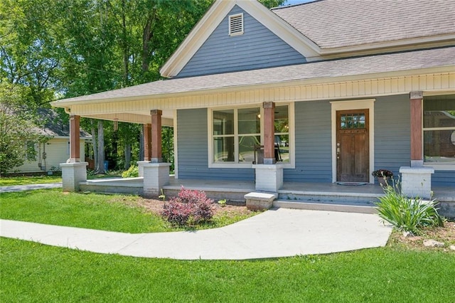 1382 6th Ave, Auburn, GA 30011 - view of front of house featuring a porch, a shingled roof, and a front yard