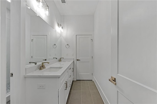 bathroom featuring vanity and tile patterned floors