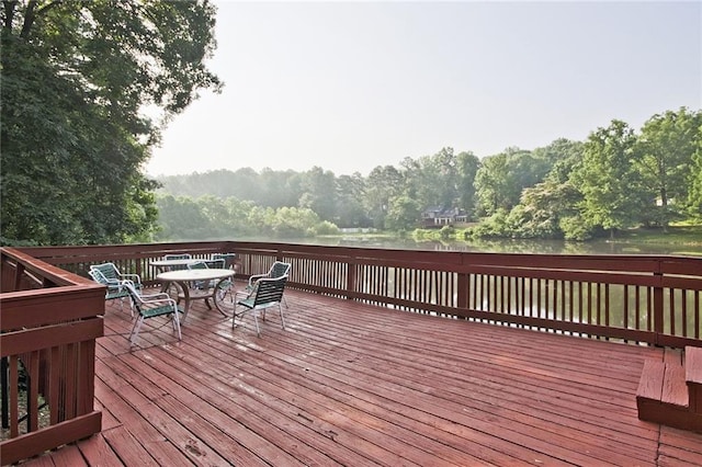 deck with a water view