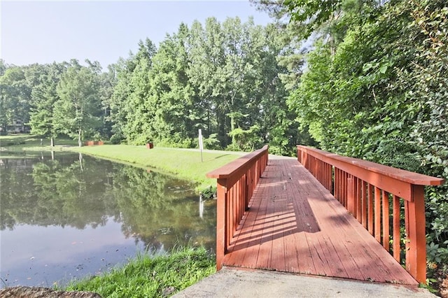 view of dock featuring a water view