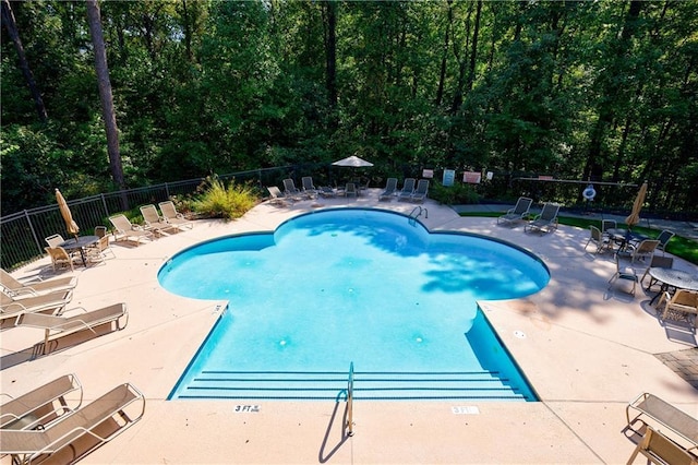 view of pool featuring a patio area