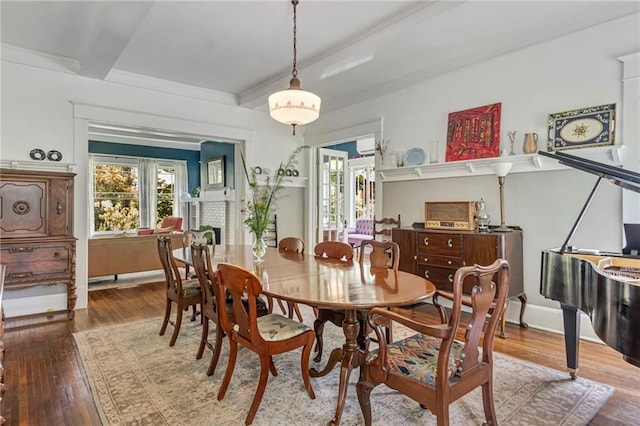 222 Winnona Dr, Decatur, GA 30030 - dining space featuring wood-type flooring and beam ceiling