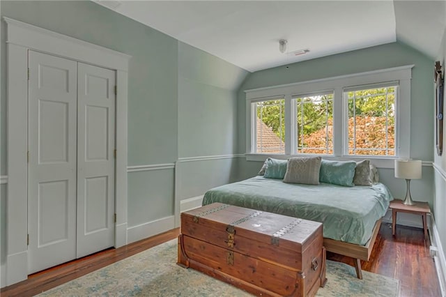 222 Winnona Dr, Decatur, GA 30030 - bedroom with lofted ceiling, multiple windows, and wood finished floors