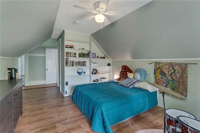 222 Winnona Dr, Decatur, GA 30030 - bedroom with lofted ceiling, wood finished floors, and ceiling fan