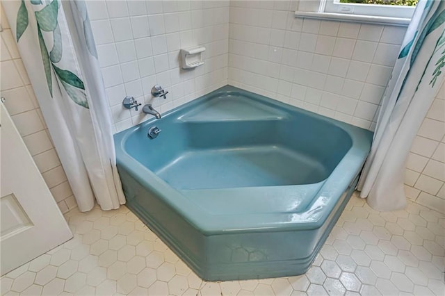 222 Winnona Dr, Decatur, GA 30030 - full bath with tile patterned floors and tile walls