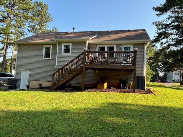 14 Green Gable Pt SW, Cartersville, GA 30120 - back of house with stairs, a wooden deck, and a yard