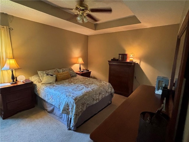 14 Green Gable Pt SW, Cartersville, GA 30120 - carpeted bedroom featuring a tray ceiling and ceiling fan