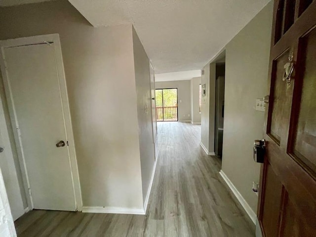 corridor with light hardwood / wood-style flooring