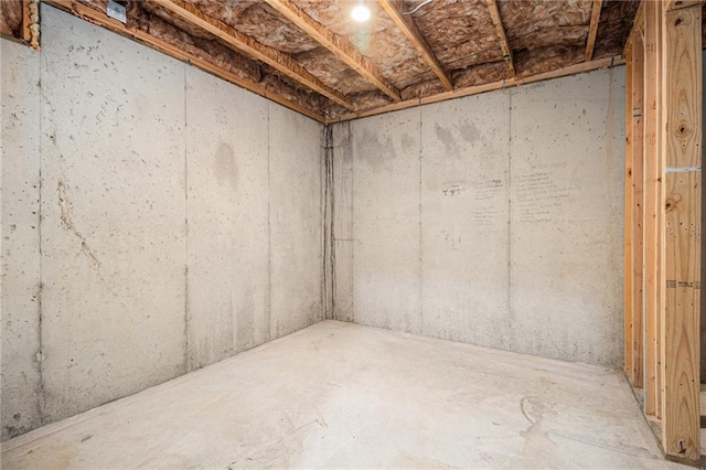 view of unfinished basement