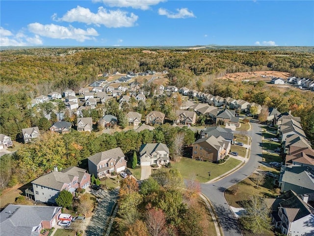 bird's eye view with a view of trees and a residential view