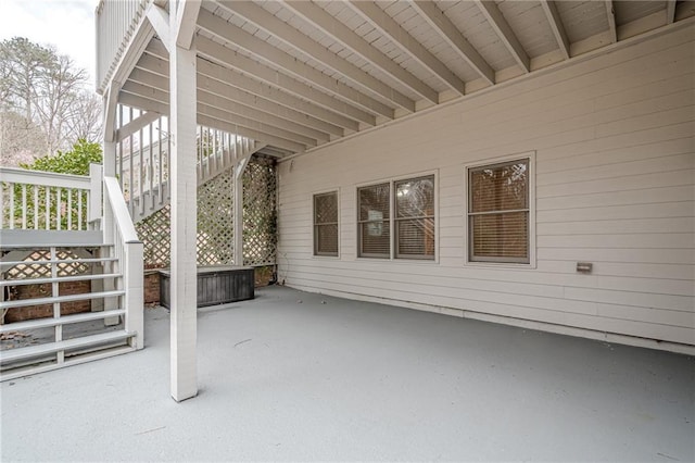 view of patio / terrace with stairway