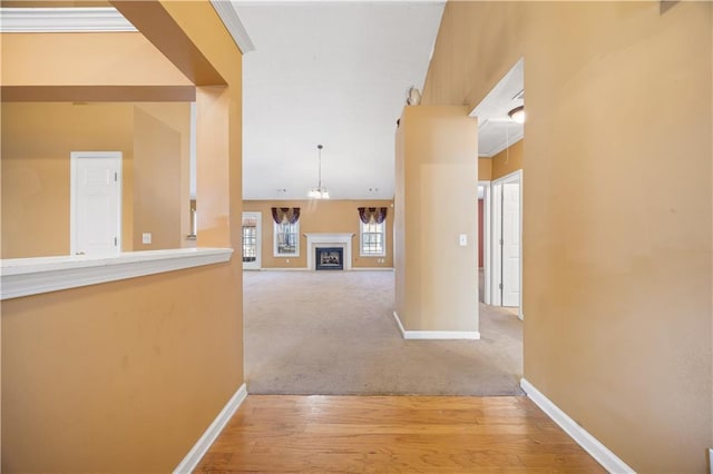 corridor with light colored carpet