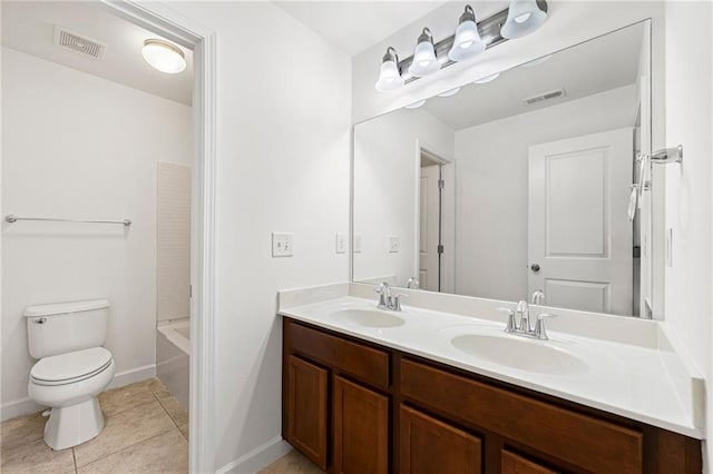 325 Cranbrooke Cir, Suwanee, GA 30024 - full bath with double vanity, tile patterned floors, and shower / bath combination