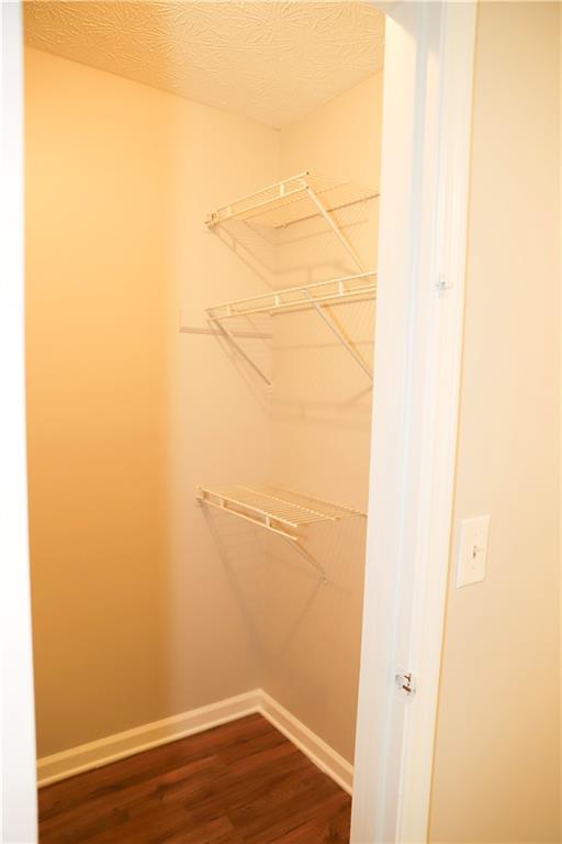 walk in closet with hardwood / wood-style floors