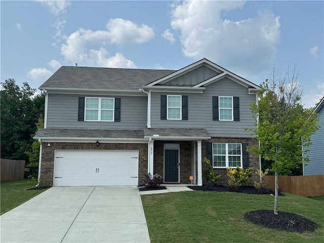 6827 Chataran Dr, Lithia Springs, GA 30122 - view of front of house featuring driveway, a garage, brick siding, and roof with shingles