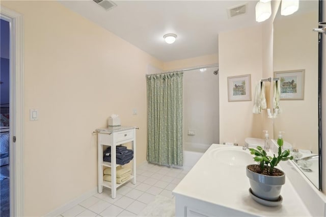 3235 Munsey Ct, Cumming, GA 30041 - bathroom featuring tile patterned floors, vanity, and shower / tub combo