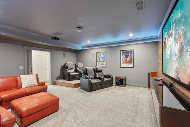 3235 Munsey Ct, Cumming, GA 30041 - cinema room featuring carpet flooring, crown molding, and recessed lighting