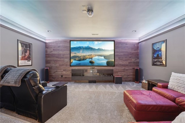 3235 Munsey Ct, Cumming, GA 30041 - carpeted cinema featuring crown molding and wood walls
