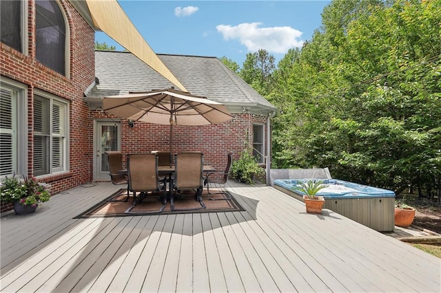 3235 Munsey Ct, Cumming, GA 30041 - deck featuring a hot tub and outdoor dining area
