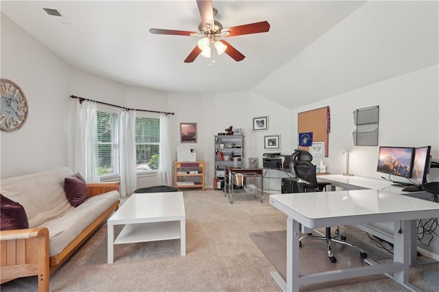 3235 Munsey Ct, Cumming, GA 30041 - office featuring ceiling fan, light colored carpet, and lofted ceiling