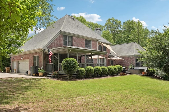 3235 Munsey Ct, Cumming, GA 30041 - view of front of house featuring brick siding, a garage, a front yard, driveway, and a porch