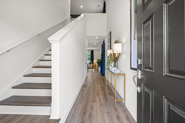 foyer with light hardwood / wood-style flooring