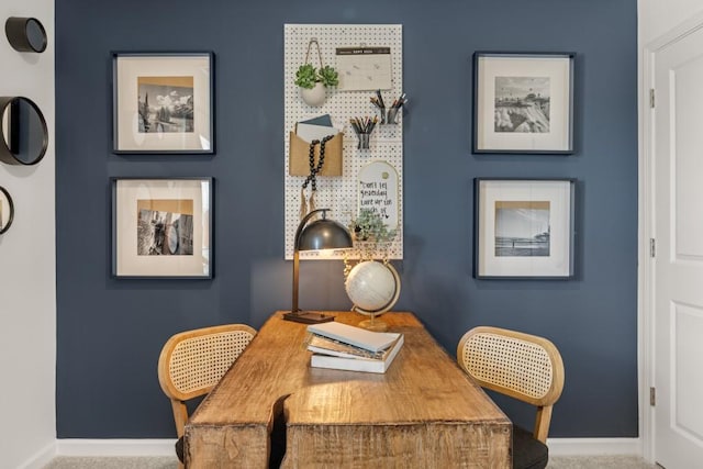 view of carpeted home office