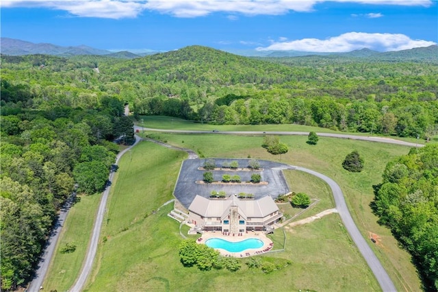 bird's eye view featuring a mountain view