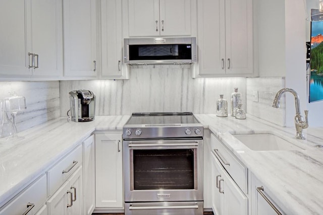 300 Johnson Ferry Rd NE Unit A706, Atlanta, GA 30328 - kitchen featuring stainless steel appliances, a sink, white cabinetry, and light stone countertops