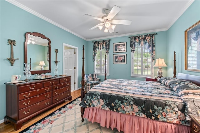 2117 Stephens Walk, Dunwoody, GA 30338 - bedroom with wood finished floors, ornamental molding, a ceiling fan, and baseboards