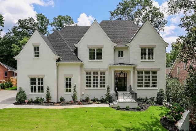 rear view of house featuring a yard