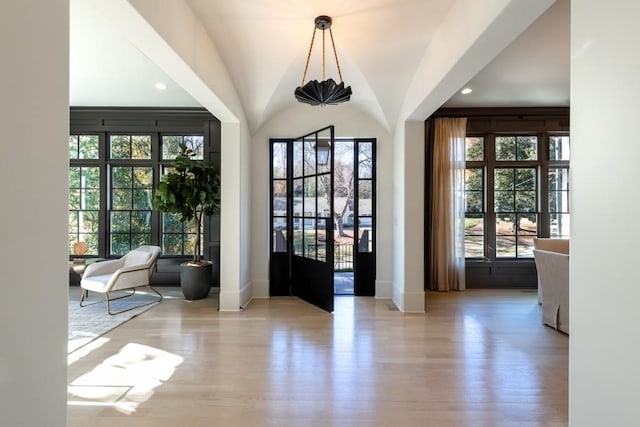 entryway with a healthy amount of sunlight and light wood-type flooring