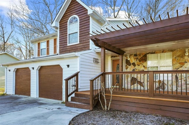 exterior space featuring a garage