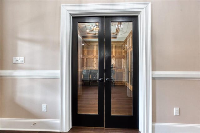 doorway to property with french doors