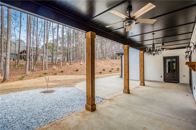 view of patio with a ceiling fan