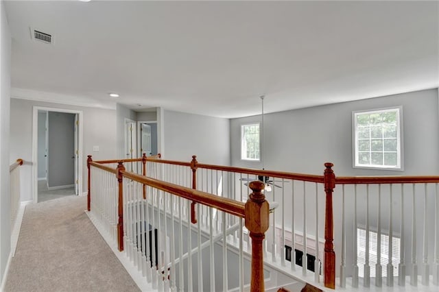 3805 Roxwood Park Dr, Buford, GA 30518 - corridor featuring an upstairs landing, carpet flooring, baseboards, and recessed lighting