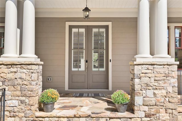 view of exterior entry with french doors