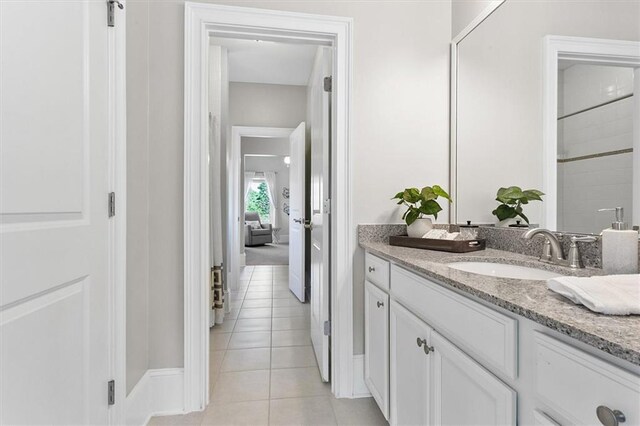 bathroom featuring vanity and tile patterned floors