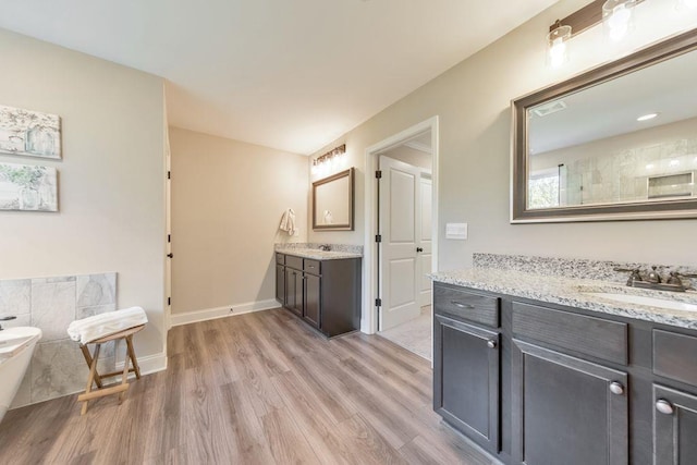 bathroom featuring vanity and wood-type flooring