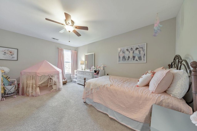 bedroom with carpet floors and ceiling fan