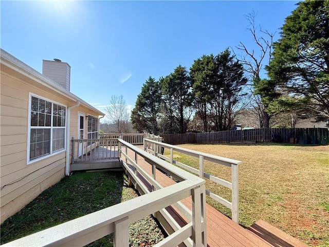 view of yard featuring a wooden deck