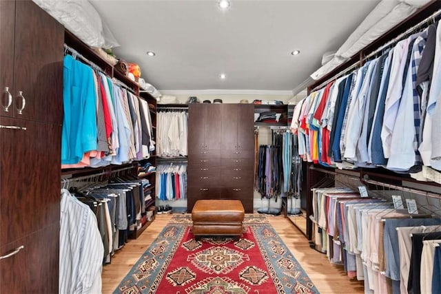 spacious closet with light wood-type flooring