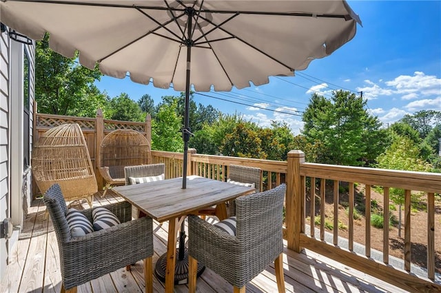 wooden deck with outdoor dining space