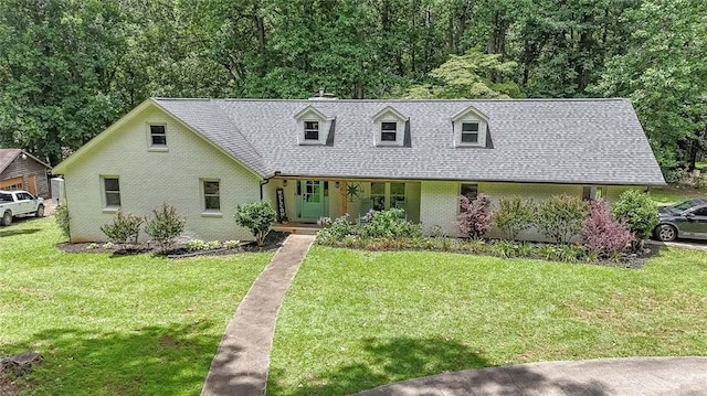527 Gaddis Rd, Canton, GA 30115 - cape cod home with brick siding, a porch, a front lawn, and roof with shingles