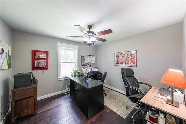 527 Gaddis Rd, Canton, GA 30115 - office space with a ceiling fan and dark wood-type flooring