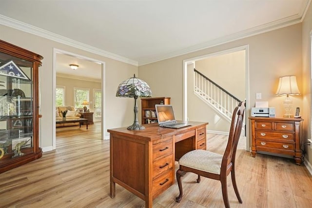 3130 Crestmont Way NW, Kennesaw, GA 30152 - office space featuring light wood-style flooring, crown molding, and baseboards